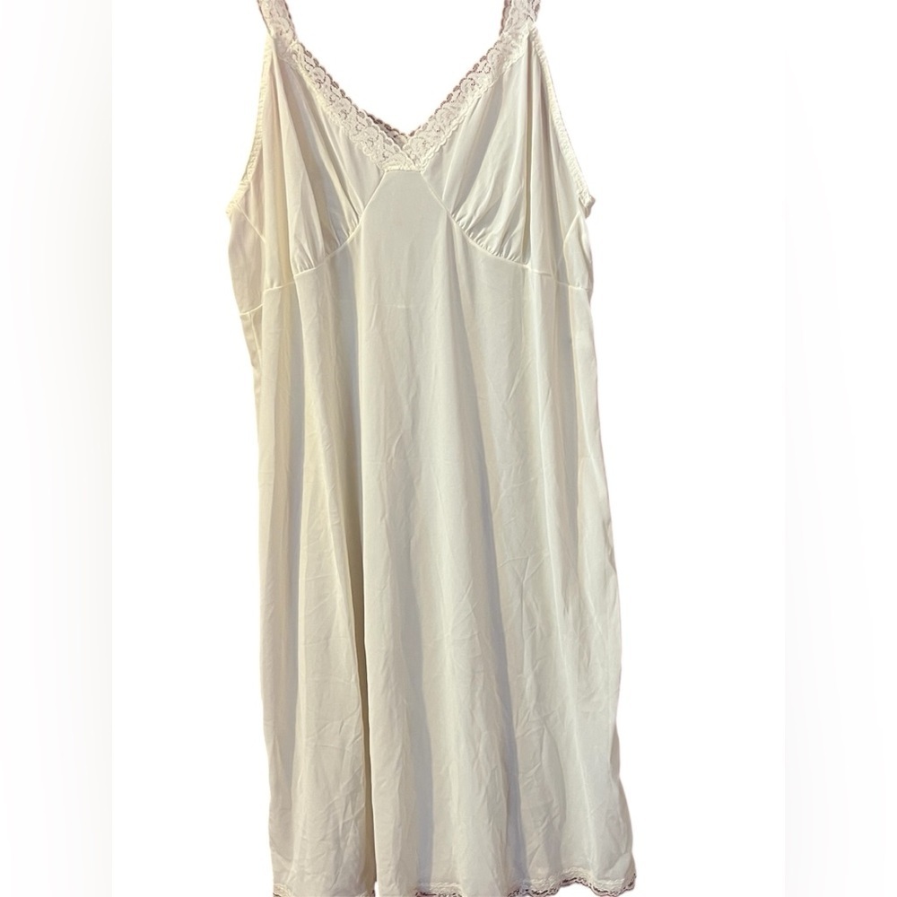 Lace Trim Cream Chemise